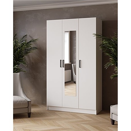 Шкаф комбинированный Ларс (1,2) с зеркалом (лдсп) (Белый)															