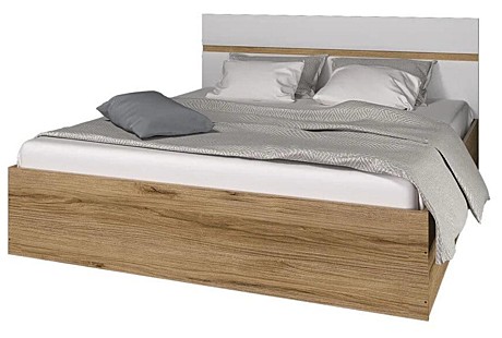 Ким Кровать 1,6м (Белый глянец, сонома)