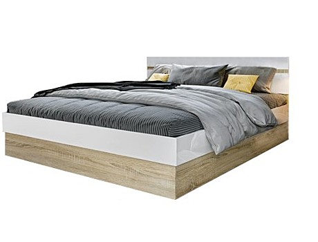 Ким Кровать 1,6м (Белый глянец, сонома)