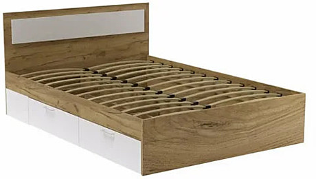 РЭД-1 Кровать 1,2*2,0 (Дуб крафт золотой/дуб крафт белый)+настил ДСП