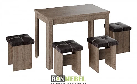 Обеденная группа Тип-5 (лдсп) (Дуб сонома трюфель/кожзам шоколад)															