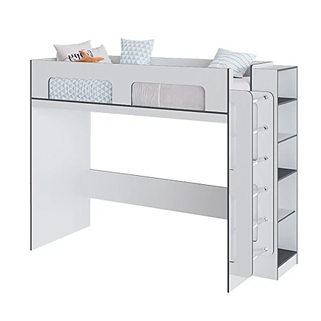 Спальня Тэбби Кровать-чердак (лдсп) (Белый/графит серый)															