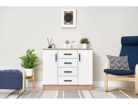 Эра Комод К1000-2Д Дуб Вотан-Белый гладкий ЛДСП