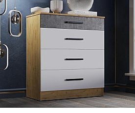Комод АДЕЛЬ 800-4Я Дуб вотан-Белый ГЛАДКИЙ