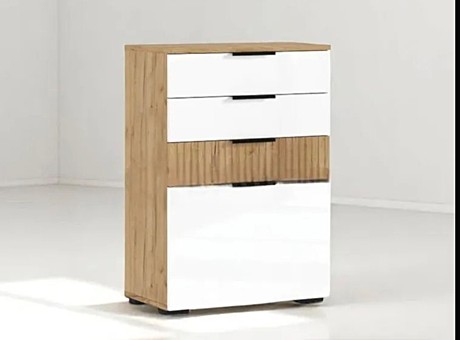 Роджина Комод (600) (Белый глянец/Дуб Крафт)